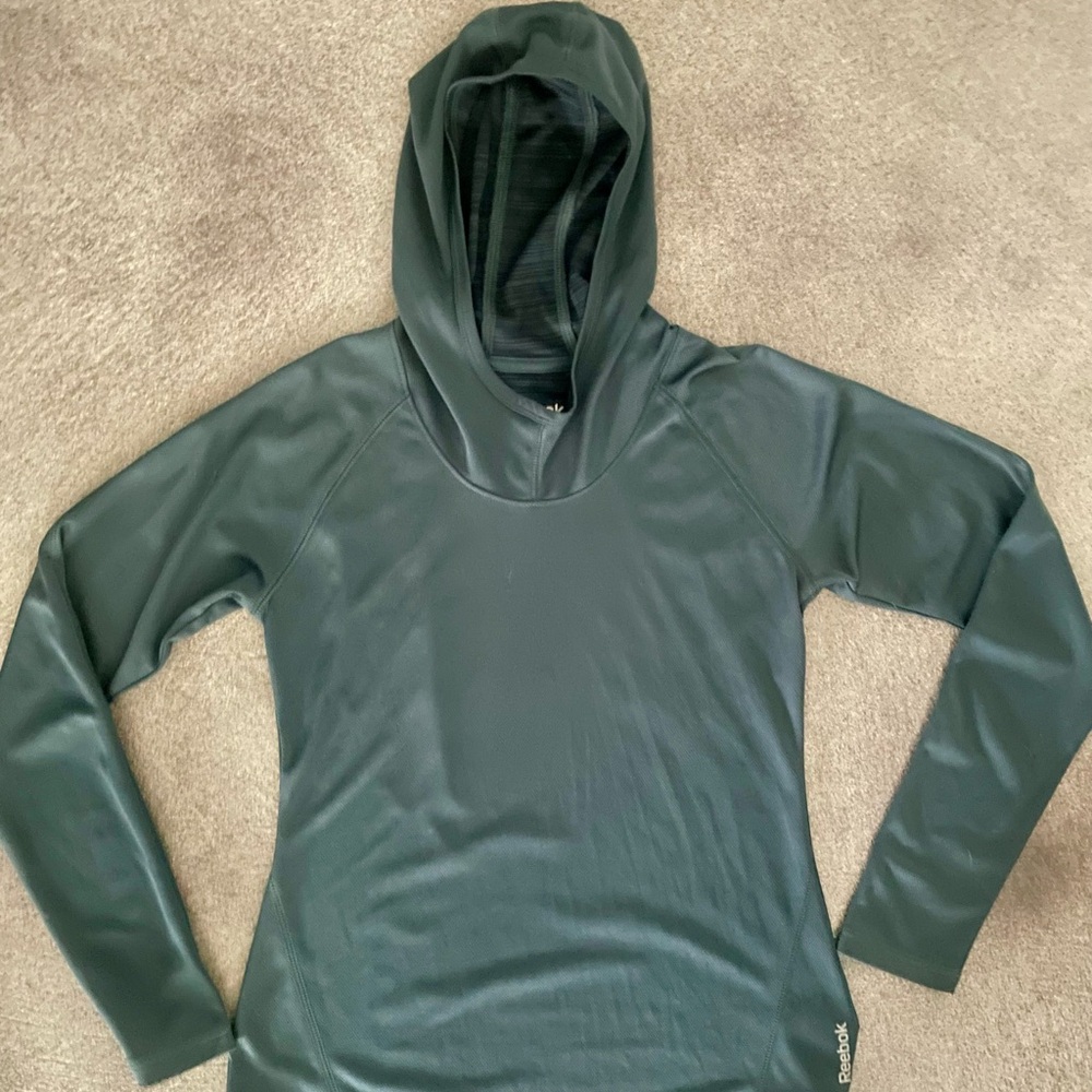Reebok Green Hoodie Sweatshirt Athletic Fit